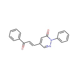 O=C(/C=C/c1cnn(-c2ccccc2)c(=O)c1)c1ccccc1 ZINC000028570711