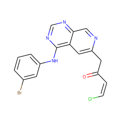 O=C(/C=C\Cl)Cc1cc2c(Nc3cccc(Br)c3)ncnc2cn1 ZINC000040951870