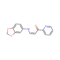 O=C(/C=C\Nc1ccc2c(c1)OCO2)c1ccccn1 ZINC000013131031