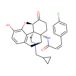 O=C(/C=C\c1ccc(Cl)cc1)N[C@@]12CCC(=O)[C@@H]3Oc4c(O)ccc5c4[C@@]31CCN(CC1CC1)[C@@H]2C5 ZINC000013719843