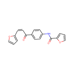 O=C(/C=C\c1ccco1)c1ccc(NC(=O)c2ccco2)cc1 ZINC000013124257