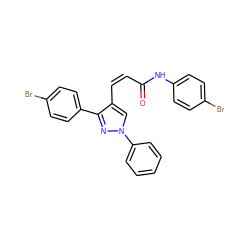 O=C(/C=C\c1cn(-c2ccccc2)nc1-c1ccc(Br)cc1)Nc1ccc(Br)cc1 ZINC000084669995