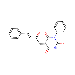 O=C(/C=C1/C(=O)NC(=O)N(c2ccccc2)C1=O)/C=C/c1ccccc1 ZINC000029126871