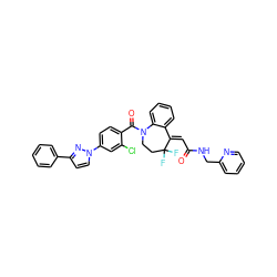 O=C(/C=C1/c2ccccc2N(C(=O)c2ccc(-n3ccc(-c4ccccc4)n3)cc2Cl)CCC1(F)F)NCc1ccccn1 ZINC000044358855