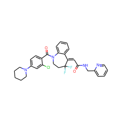 O=C(/C=C1/c2ccccc2N(C(=O)c2ccc(N3CCCCC3)cc2Cl)CCC1(F)F)NCc1ccccn1 ZINC000044431247