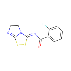 O=C(/N=C1\SSC2=NCCN21)c1ccccc1F ZINC000138574508