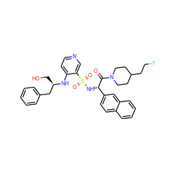 O=C([C@@H](NS(=O)(=O)c1cnccc1N[C@H](CO)Cc1ccccc1)c1ccc2ccccc2c1)N1CCC(CCF)CC1 ZINC000036093438