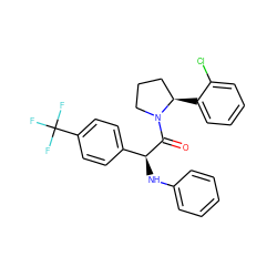 O=C([C@@H](Nc1ccccc1)c1ccc(C(F)(F)F)cc1)N1CCC[C@H]1c1ccccc1Cl ZINC000095601483