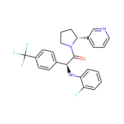 O=C([C@@H](Nc1ccccc1F)c1ccc(C(F)(F)F)cc1)N1CCC[C@@H]1c1cccnc1 ZINC000095601077