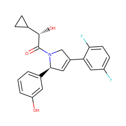 O=C([C@@H](O)C1CC1)N1CC(c2cc(F)ccc2F)=C[C@H]1c1cccc(O)c1 ZINC000036184648