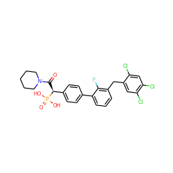 O=C([C@@H](c1ccc(-c2cccc(Cc3cc(Cl)c(Cl)cc3Cl)c2F)cc1)P(=O)(O)O)N1CCCCC1 ZINC001772590446