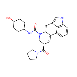 O=C([C@@H]1C=C2c3cccc4[nH]cc(c34)C[C@H]2N(C(=O)NC2CCC(O)CC2)C1)N1CCCC1 ZINC000072176089