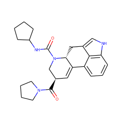 O=C([C@@H]1C=C2c3cccc4[nH]cc(c34)C[C@H]2N(C(=O)NC2CCCC2)C1)N1CCCC1 ZINC000072178188