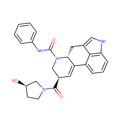 O=C([C@@H]1C=C2c3cccc4[nH]cc(c34)C[C@H]2N(C(=O)Nc2ccccc2)C1)N1CC[C@@H](O)C1 ZINC000072177978