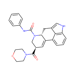 O=C([C@@H]1C=C2c3cccc4[nH]cc(c34)C[C@H]2N(C(=O)Nc2ccccc2)C1)N1CCOCC1 ZINC000043151101