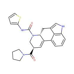 O=C([C@@H]1C=C2c3cccc4[nH]cc(c34)C[C@H]2N(C(=O)Nc2cccs2)C1)N1CCCC1 ZINC000072178339