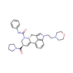 O=C([C@@H]1C=C2c3cccc4c3c(cn4CCN3CCOCC3)C[C@H]2N(C(=O)Nc2ccccc2)C1)N1CCCC1 ZINC000072176890