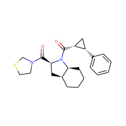 O=C([C@@H]1C[C@@H]2CCCC[C@@H]2N1C(=O)[C@@H]1C[C@@H]1c1ccccc1)N1CCSC1 ZINC000026480756