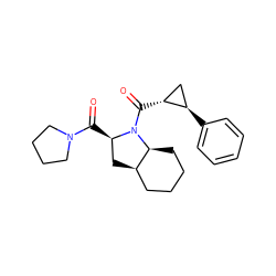 O=C([C@@H]1C[C@@H]2CCCC[C@@H]2N1C(=O)[C@@H]1C[C@H]1c1ccccc1)N1CCCC1 ZINC000013756469