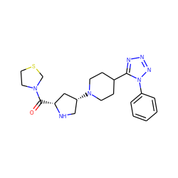 O=C([C@@H]1C[C@H](N2CCC(c3nnnn3-c3ccccc3)CC2)CN1)N1CCSC1 ZINC000095558363