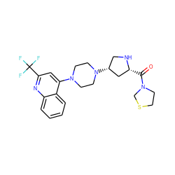 O=C([C@@H]1C[C@H](N2CCN(c3cc(C(F)(F)F)nc4ccccc34)CC2)CN1)N1CCSC1 ZINC000084690752