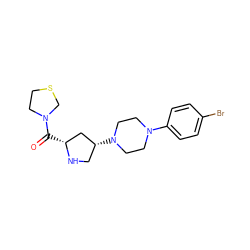 O=C([C@@H]1C[C@H](N2CCN(c3ccc(Br)cc3)CC2)CN1)N1CCSC1 ZINC000028889041