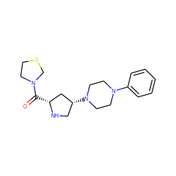 O=C([C@@H]1C[C@H](N2CCN(c3ccccc3)CC2)CN1)N1CCSC1 ZINC000028888997