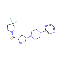 O=C([C@@H]1C[C@H](N2CCN(c3cnccn3)CC2)CN1)N1CCC(F)(F)C1 ZINC000040897654