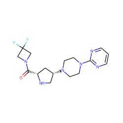 O=C([C@@H]1C[C@H](N2CCN(c3ncccn3)CC2)CN1)N1CC(F)(F)C1 ZINC000040403806