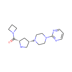 O=C([C@@H]1C[C@H](N2CCN(c3ncccn3)CC2)CN1)N1CCC1 ZINC000040901418