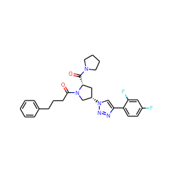 O=C([C@@H]1C[C@H](n2cc(-c3ccc(F)cc3F)nn2)CN1C(=O)CCCc1ccccc1)N1CCCC1 ZINC000095575714