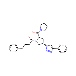 O=C([C@@H]1C[C@H](n2cc(-c3ccccn3)nn2)CN1C(=O)CCCc1ccccc1)N1CCCC1 ZINC000095578716