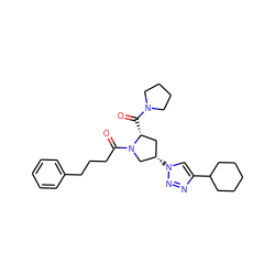 O=C([C@@H]1C[C@H](n2cc(C3CCCCC3)nn2)CN1C(=O)CCCc1ccccc1)N1CCCC1 ZINC000095571699