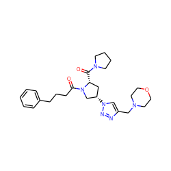 O=C([C@@H]1C[C@H](n2cc(CN3CCOCC3)nn2)CN1C(=O)CCCc1ccccc1)N1CCCC1 ZINC000095579697