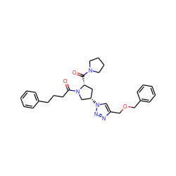 O=C([C@@H]1C[C@H](n2cc(COCc3ccccc3)nn2)CN1C(=O)CCCc1ccccc1)N1CCCC1 ZINC000095574617