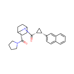 O=C([C@@H]1C2CCC(CC2)N1C(=O)[C@@H]1C[C@@H]1c1ccc2ccccc2c1)N1CCCC1 ZINC000026402804