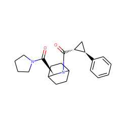 O=C([C@@H]1C2CCC(CC2)N1C(=O)[C@@H]1C[C@H]1c1ccccc1)N1CCCC1 ZINC000013756460