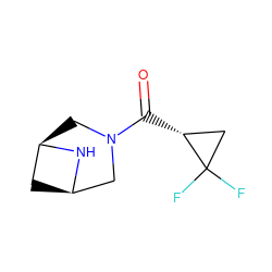 O=C([C@@H]1CC1(F)F)N1C[C@@H]2C[C@H](C1)N2 ZINC000207205323