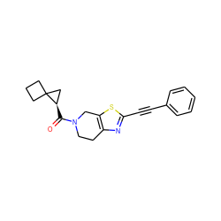 O=C([C@@H]1CC12CCC2)N1CCc2nc(C#Cc3ccccc3)sc2C1 ZINC000096272974
