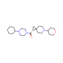 O=C([C@@H]1CC12CCN(C1CCOCC1)CC2)N1CCN(C2CCCCC2)CC1 ZINC000043202373