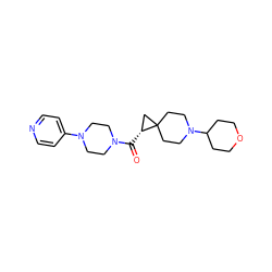 O=C([C@@H]1CC12CCN(C1CCOCC1)CC2)N1CCN(c2ccncc2)CC1 ZINC000103244096