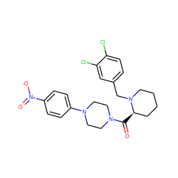 O=C([C@@H]1CCCCN1Cc1ccc(Cl)c(Cl)c1)N1CCN(c2ccc([N+](=O)[O-])cc2)CC1 ZINC000066139801