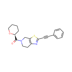 O=C([C@@H]1CCCCO1)N1CCc2nc(C#Cc3ccccc3)sc2C1 ZINC000096273017