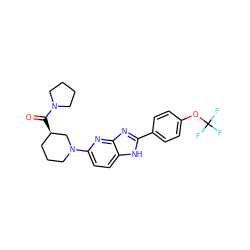 O=C([C@@H]1CCCN(c2ccc3[nH]c(-c4ccc(OC(F)(F)F)cc4)nc3n2)C1)N1CCCC1 ZINC001772602862