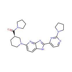 O=C([C@@H]1CCCN(c2ccc3[nH]c(-c4ccnc(N5CCCC5)n4)nc3n2)C1)N1CCCC1 ZINC001772639460