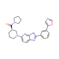 O=C([C@@H]1CCCN(c2ccc3nc(-c4cccc(-c5cnco5)c4)[nH]c3n2)C1)N1CCCC1 ZINC001772598934