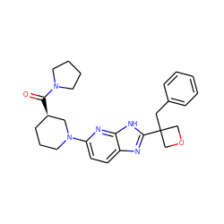 O=C([C@@H]1CCCN(c2ccc3nc(C4(Cc5ccccc5)COC4)[nH]c3n2)C1)N1CCCC1 ZINC001772615853