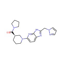 O=C([C@@H]1CCCN(c2ccc3nc(Cn4cccn4)[nH]c3n2)C1)N1CCCC1 ZINC001772641788