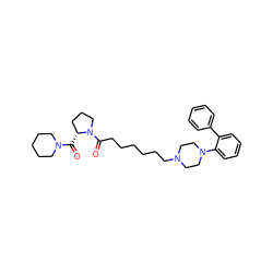 O=C([C@@H]1CCCN1C(=O)CCCCCCN1CCN(c2ccccc2-c2ccccc2)CC1)N1CCCCC1 ZINC000299862898