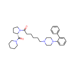 O=C([C@@H]1CCCN1C(=O)CCCCCN1CCN(c2ccccc2-c2ccccc2)CC1)N1CCCCC1 ZINC000299866393